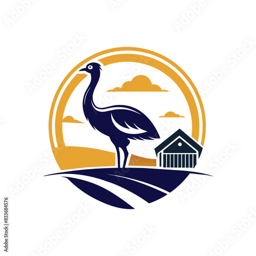 Set of ostrich silhouettes logo icon T-shirt Vector illustration isolated on the white background
