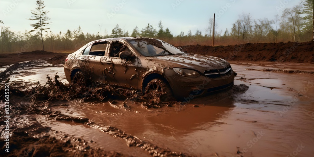 4k video of car stuck in mud. Concept Car stuck, Mud, 4k video