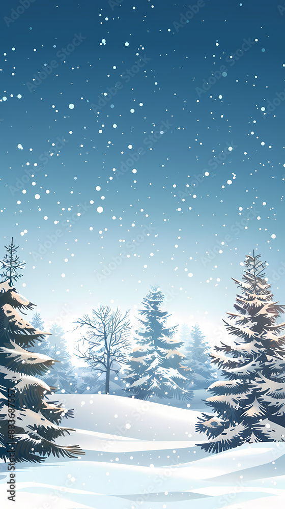 Winter landscape with white pine trees on snow vector image Winter landscape with white pine trees on snow vector image