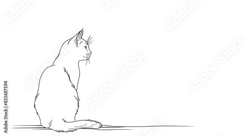 Cute Cat Outline Ready for Colorful Personalization photo
