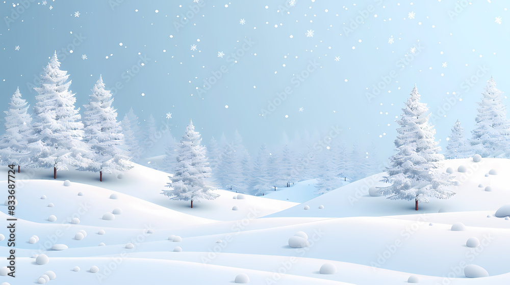 Winter landscape with white pine trees on snow vector image Winter landscape with white pine trees on snow vector image