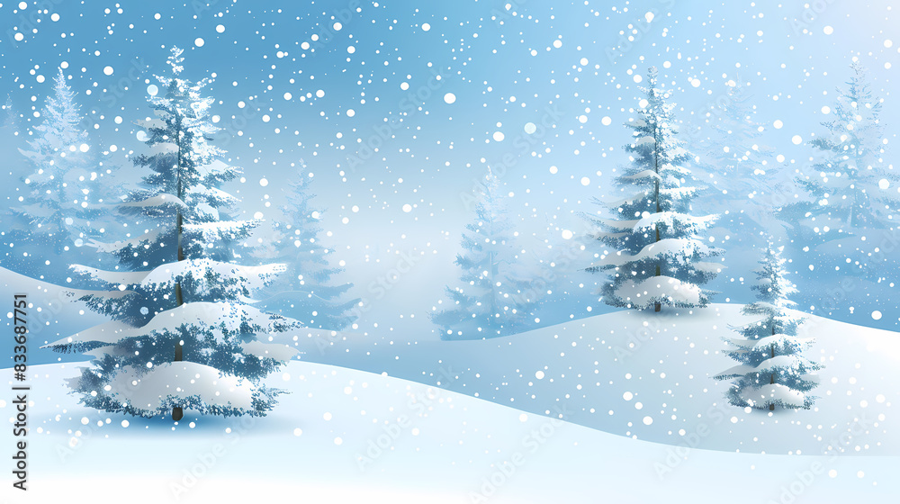 Winter landscape with white pine trees on snow vector image Winter landscape with white pine trees on snow vector image