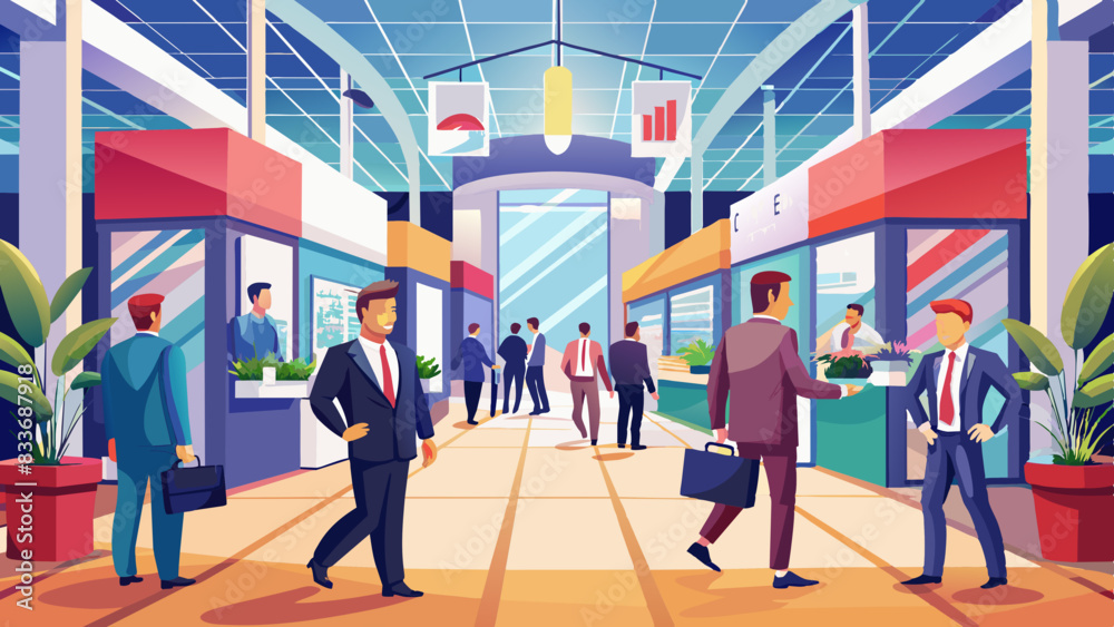 people in the exhibition hall, trade show, exhibition background.