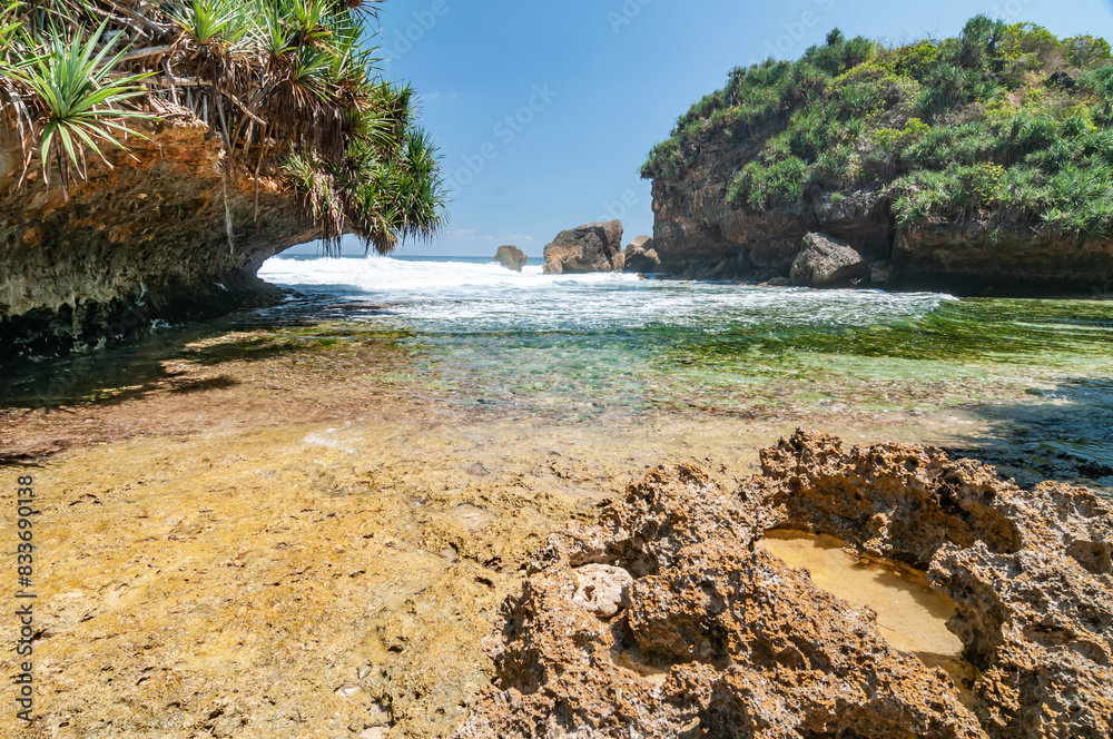 Beautiful view of dadap ayam Beach, Gunungkidul, Yogyakarta, Indonesia