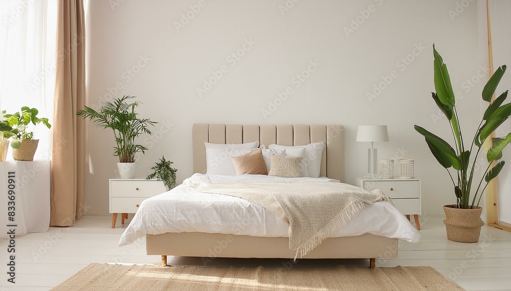 Interior of modern bedroom. Elegant Minimalist bedroom. Beautiful and large bedroom interior. Interior of a bright bedroom. Interior of modern bedroom. Elegant Minimalist bedroom. Beautiful and large bedroom interior. Interior of a bright bedroom.