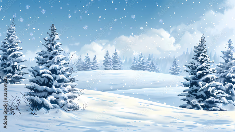 Winter landscape with white pine trees on snow vector image Winter landscape with white pine trees on snow vector image