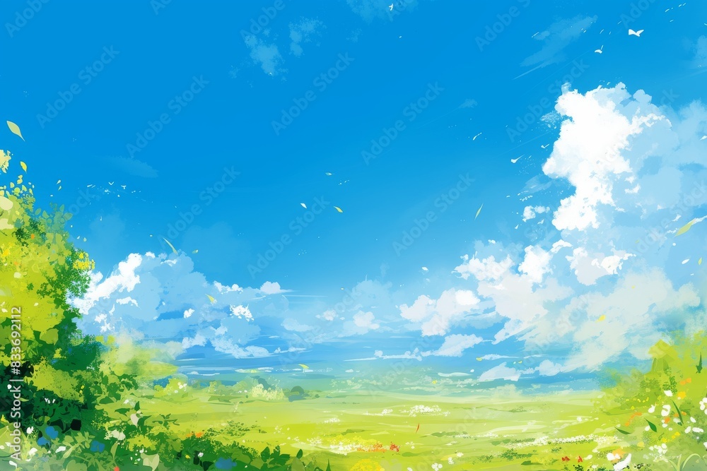summer landscape with grass and sky