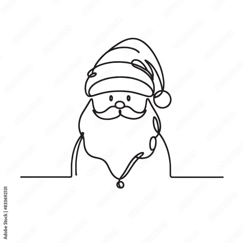 one line illustration of santa silhouette. santa christmas one line illustration of santa silhouette. santa christmas