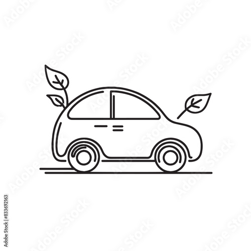 car illustration with one line. eco car. electric car one line illustration of a car