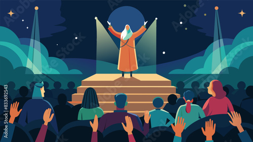 As the night draws to a close and the last storyteller takes the stage the audience is left with a renewed sense of hope and a profound appreciation. Vector illustration