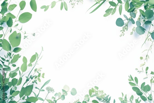 Green leaf frame suitable for environmental campaigns  naturethemed designs  wellness products  organic food packaging  and ecofriendly websites.