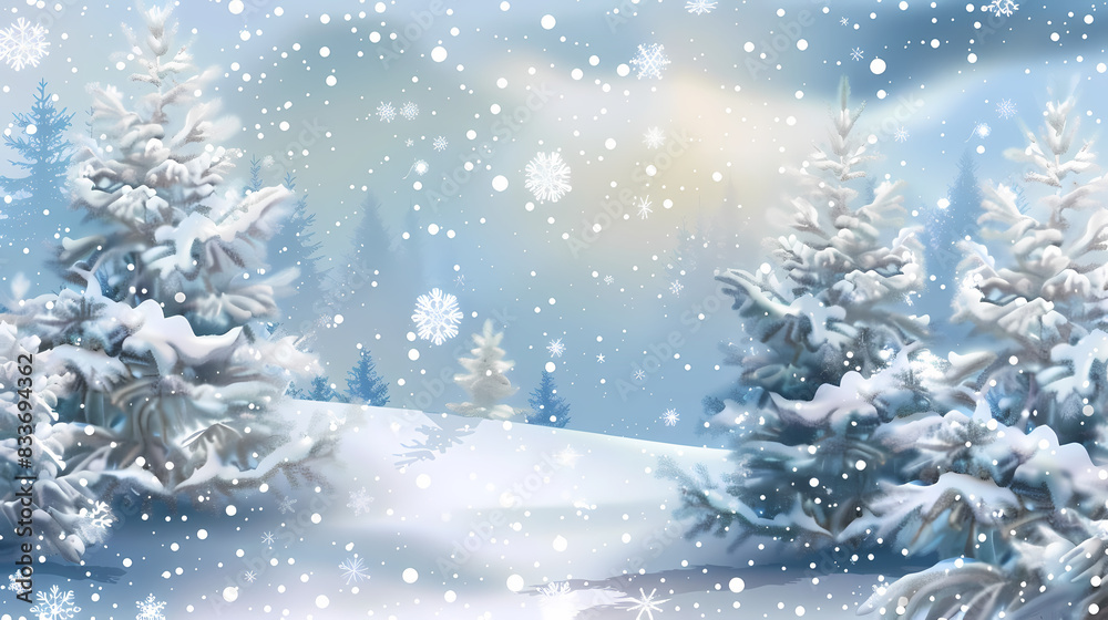 Winter landscape with white pine trees on snow vector image Winter landscape with white pine trees on snow vector image