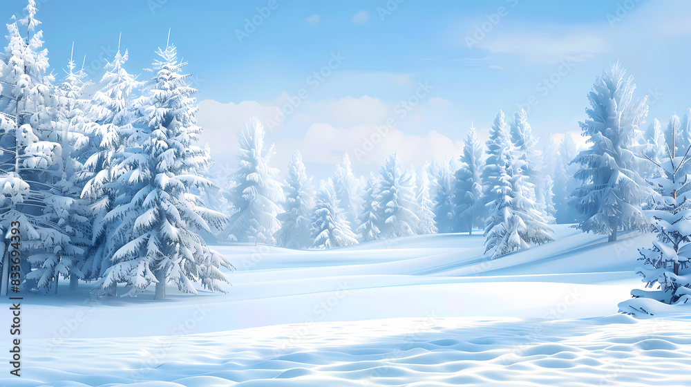 Winter landscape with white pine trees on snow vector image Winter landscape with white pine trees on snow vector image