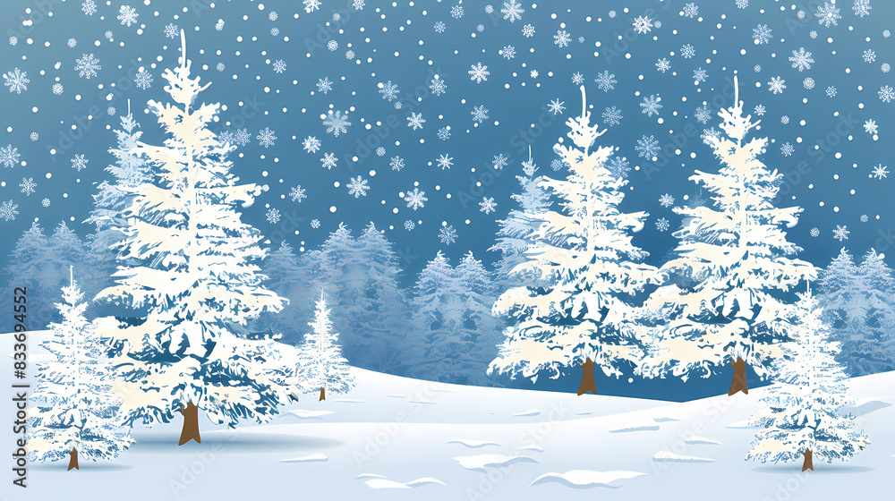 Winter landscape with white pine trees on snow vector image Winter landscape with white pine trees on snow vector image