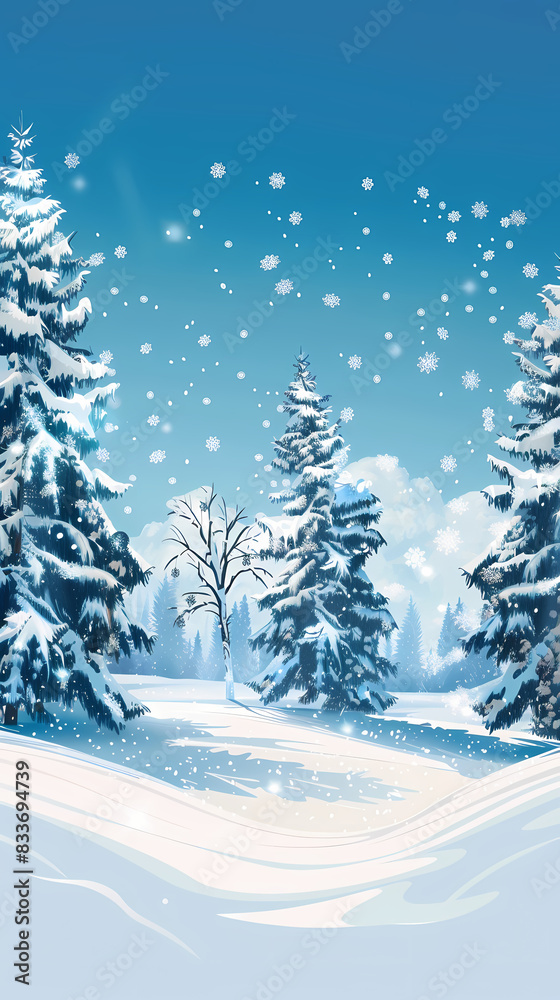 Winter landscape with white pine trees on snow vector image Winter landscape with white pine trees on snow vector image