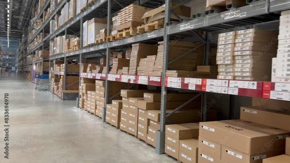 Goods warehouse with many packed boxes. Goods warehouse with many packed boxes.