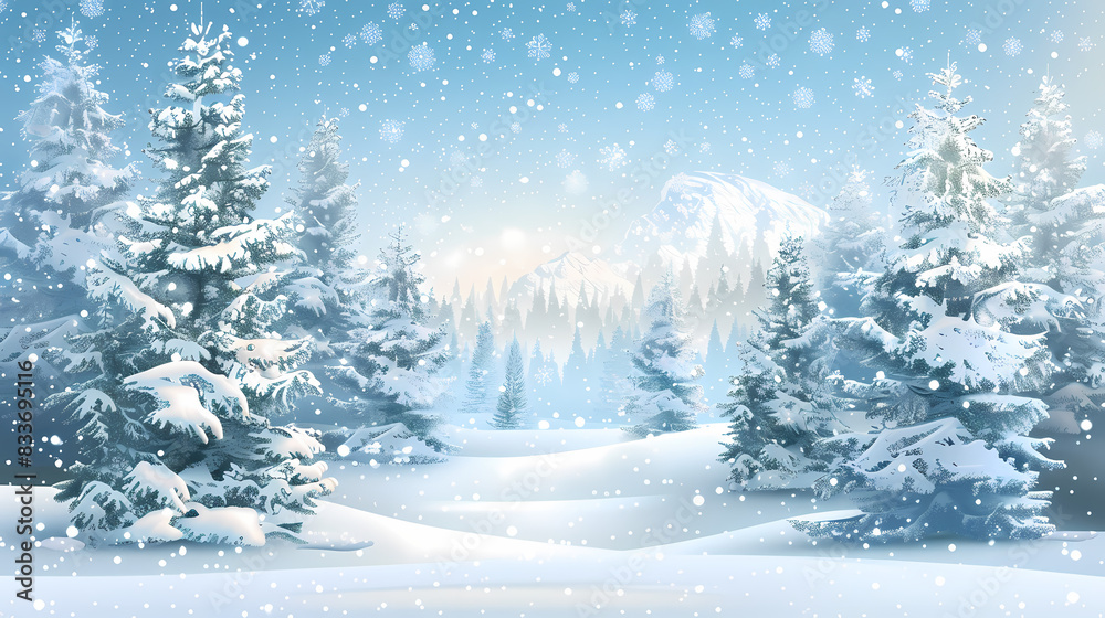 Winter landscape with white pine trees on snow vector image Winter landscape with white pine trees on snow vector image