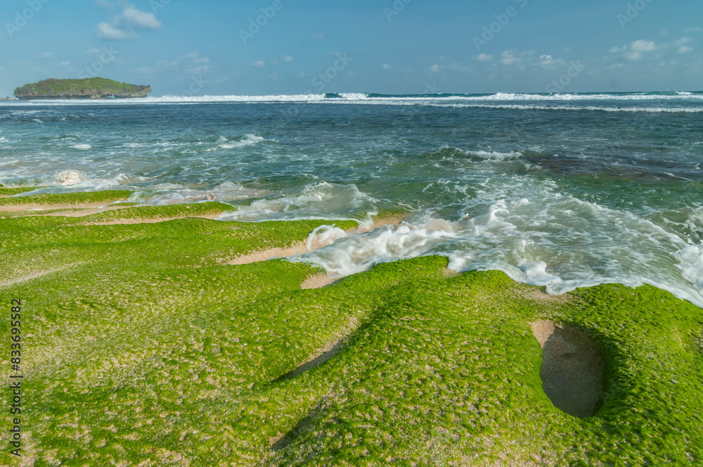 the beauty of krakal beach in jogjakarta during the day