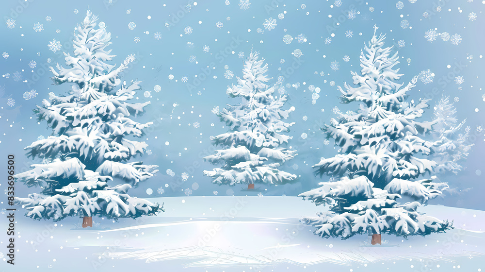Winter landscape with white pine trees on snow vector image Winter landscape with white pine trees on snow vector image