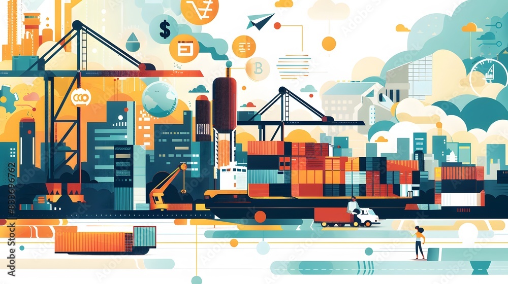 Illustration of Leveraging big data and analytics to enhance supply chain efficiency and resilience. Ai Generate.