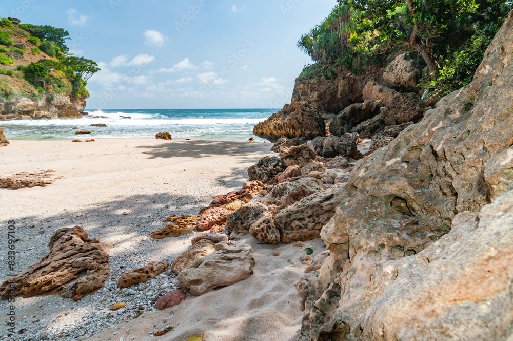 Beautiful view of ngetun beach Beach, Gunungkidul, Yogyakarta, Indonesia