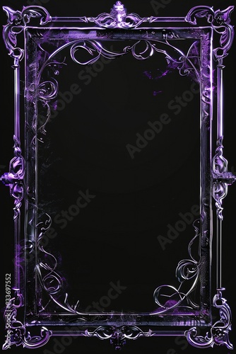 A whimsical purple fantasy RPG card background with a mythical creature scene and a decorative frame, all in a vibrant cartoon style. photo