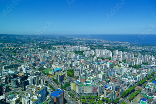 Jeju city aerial skyline cityscape in South Korea photo