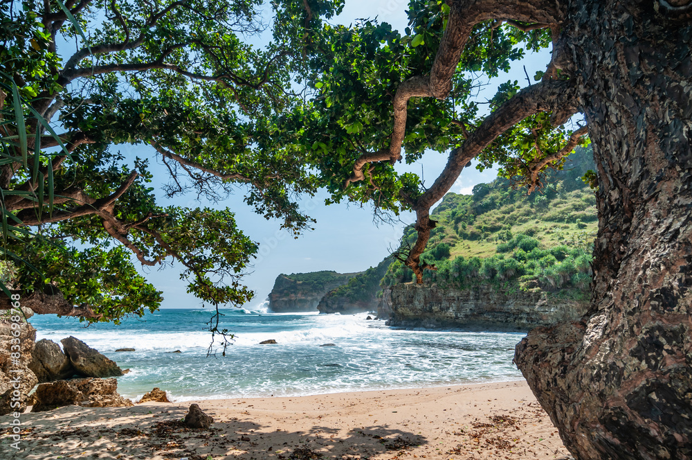 Beautiful view of ngetun beach Beach, Gunungkidul, Yogyakarta, Indonesia