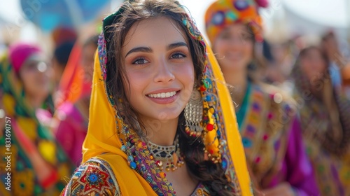 Vibrant Celebration at Denmark MELA: Pakistani Women Dancing in Colorful Shalwar Kameez Traditional Dresses photo