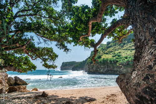 Obraz na płótnie Beautiful view of ngetun beach Beach, Gunungkidul, Yogyakarta, Indonesia w salonie
