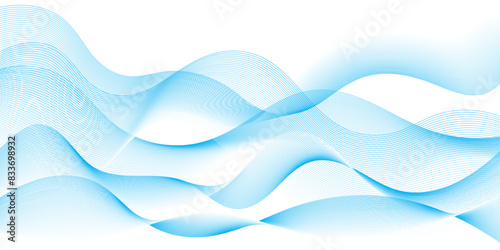 Turquoise sea green blue waves curve lines abstract marine summer background smoth design. Blue curve lines waves vector summer ocean background.