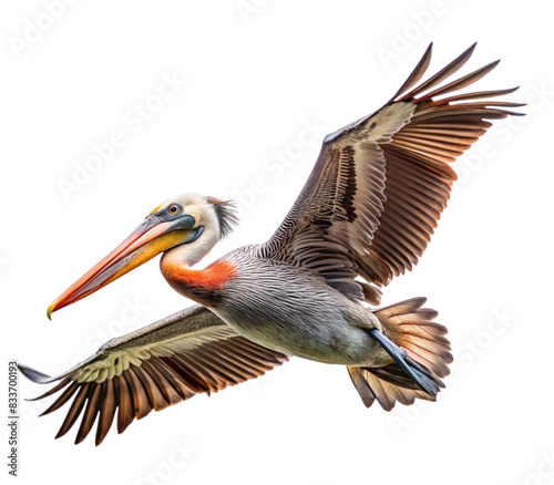 Bird in exotic pelican flight-