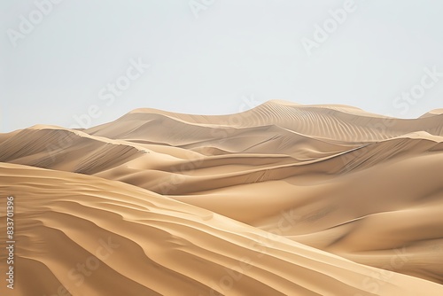 The gentle undulation of sand dunes in a vast desert