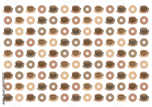 コーヒーとドーナツ模様のイラスト