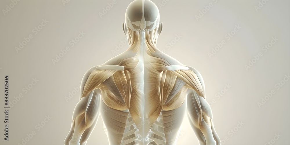 Front and back view of human trunk muscles in anatomical diagram ...