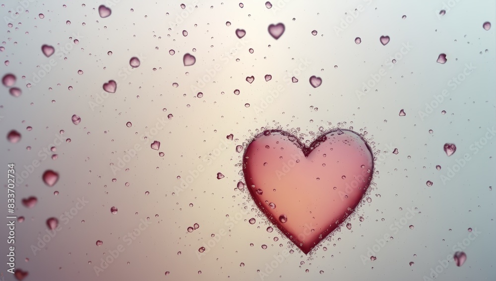 background with a transparent heart from which small hearts fly off like soda bubbles background with a transparent heart from which small hearts fly off like soda bubbles