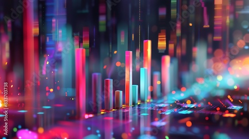 A sophisticated bar graph depicting the performance of various stock market sectors  with some sectors experiencing growth while others decline  presented with realistic and vibrant visuals.