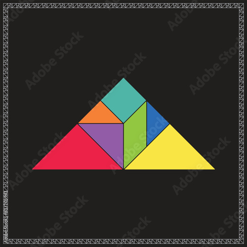 Free Download Tangram Puzzle Triangle Vector Colorful Geometric Illustration - GFXLoad