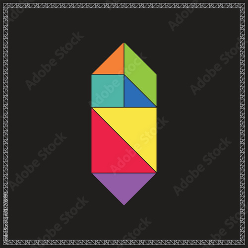 Free Download Tangram Puzzle Hexagon Vector Colorful Geometric Illustration - GFXLoad
