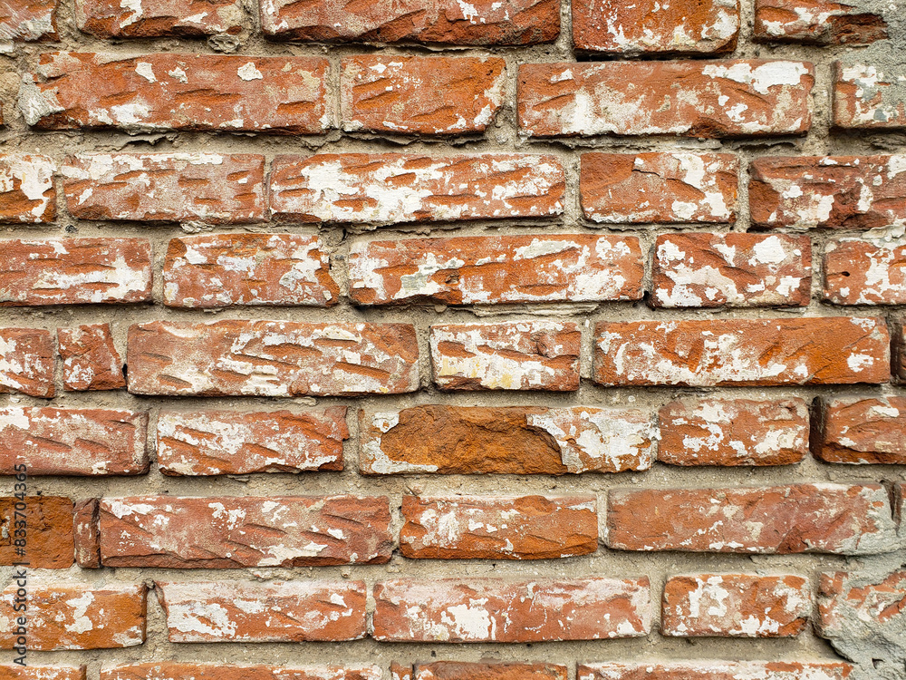 red bricks with lime residues close-up. Background, space for text. red bricks with lime residues close-up. Background, space for text.