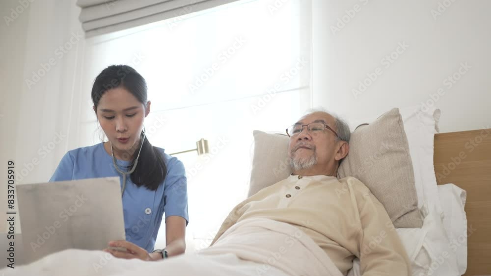 Female health care worker is take care senior man at home. Female health care worker is take care senior man at home.
