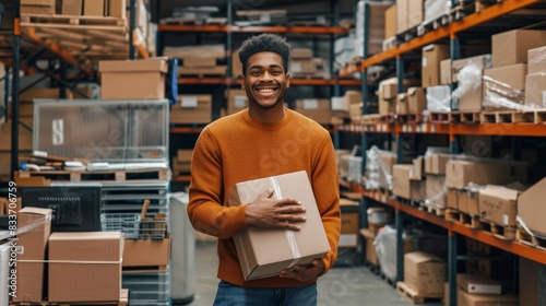 The smiling warehouse worker