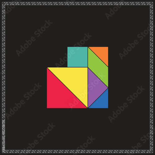 Free Download Tangram Puzzle Incomplete triangle Vector Colorful Geometric Illustration - GFXLoad