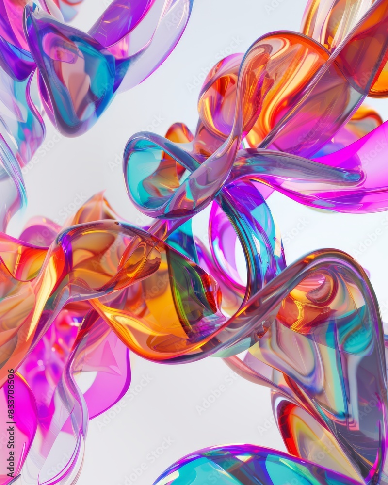 Elegant Abstract Glass Sculpture in Vibrant Colors, Modern Art Design Banner, abstract graphic, banner design, pattern design, web background template