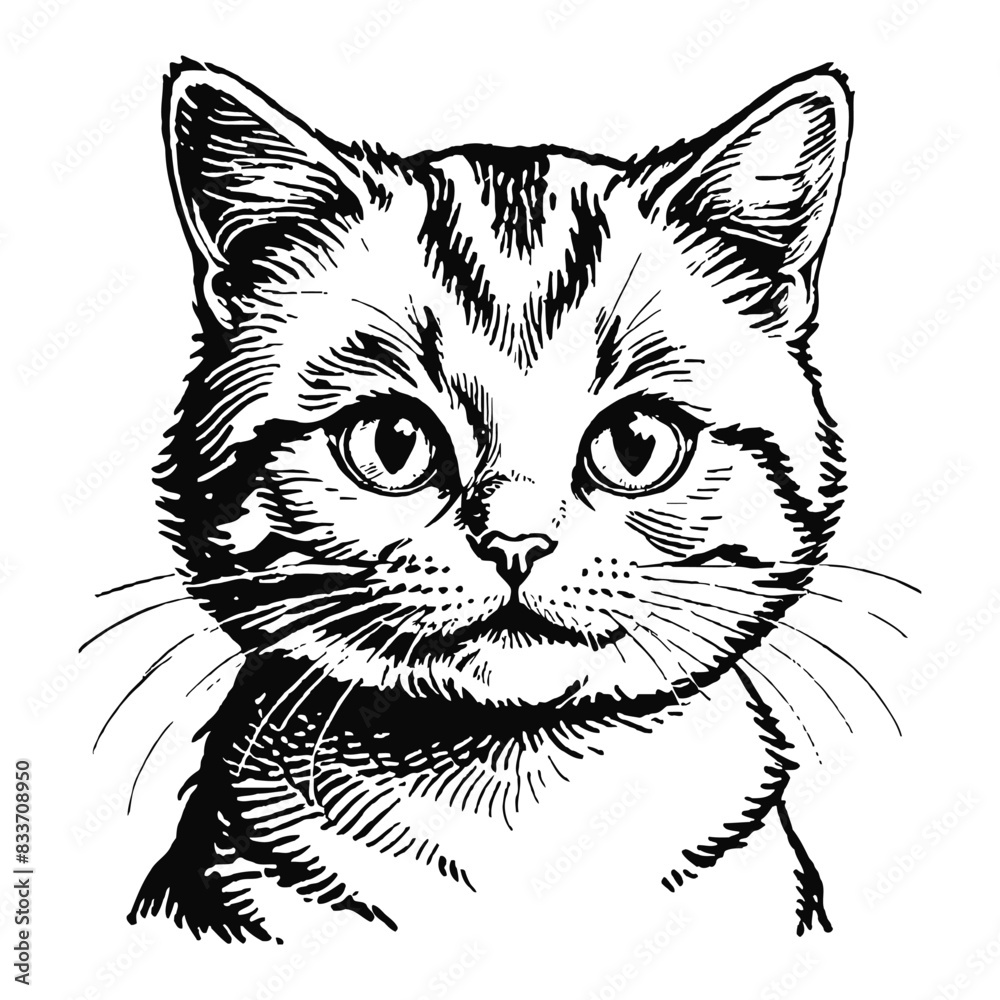 British Shorthair Cat Kitten Hand Drawn Engraved Ink Line Art Sketch Illustration British Shorthair Cat Kitten Hand Drawn Engraved Ink Line Art Sketch Illustration