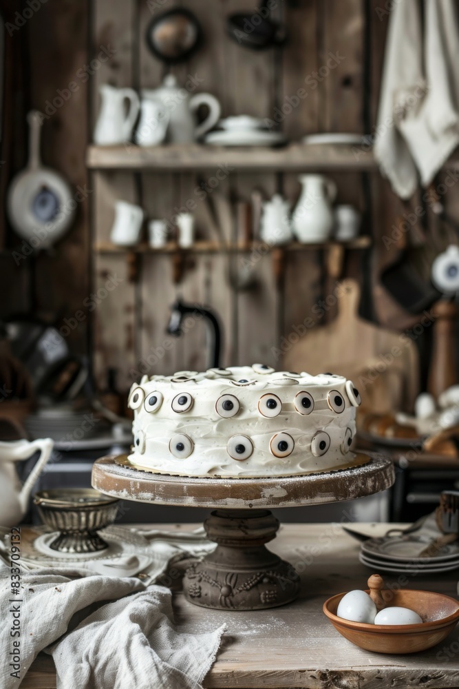 Fototapeta premium Cake with eyes and meringue ghost
