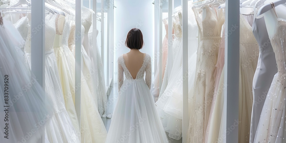 a image of a woman looking at a dress in a store a image of a woman looking at a dress in a store