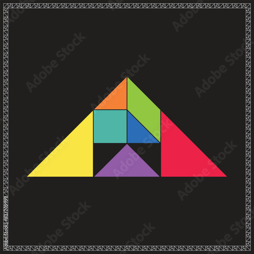 Tangram Puzzle Incomplete triangle Vector Colorful Geometric Illustration