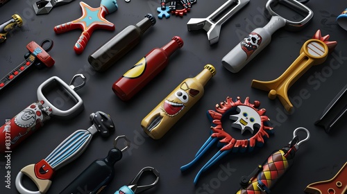 3D model of Novelty bottle openers with fun shapes and pop culture themes