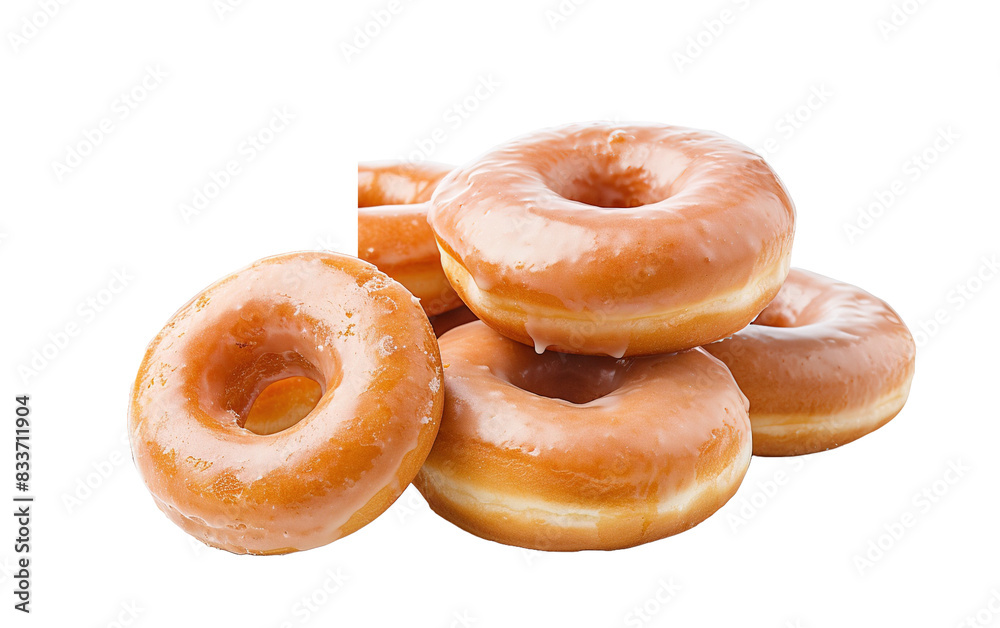 Pile of glazed donuts on transparent background, png
